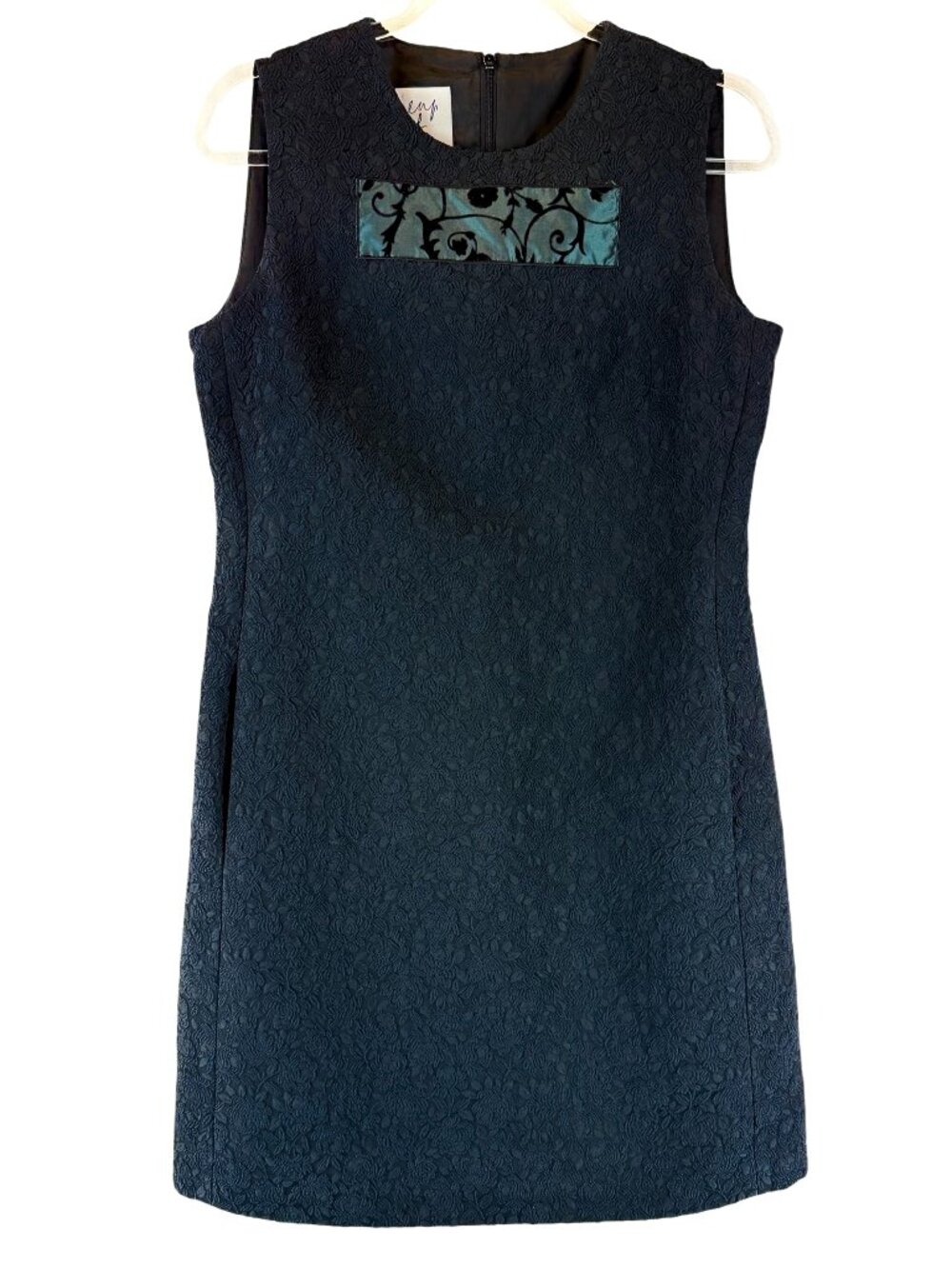 Vintage 90s Cheap and Chic Moschino Black Dress Pockets Floral Jacquard LBD Sz 6